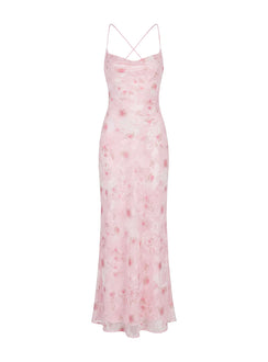 Celena Maxi Dress Pink Floral Burnout
