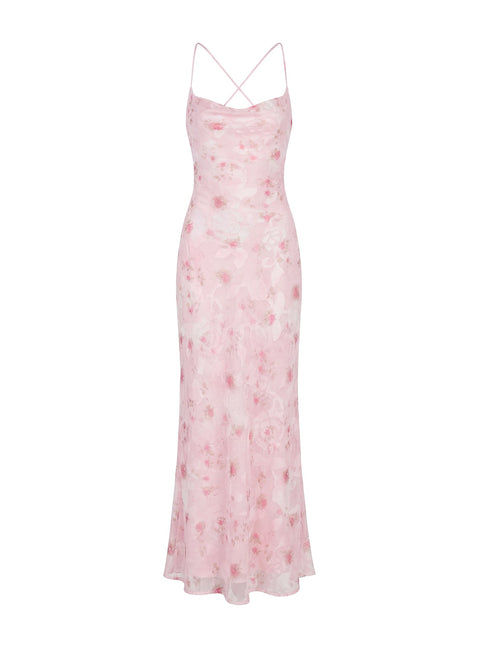 Celena Maxi Dress Pink Floral Burnout