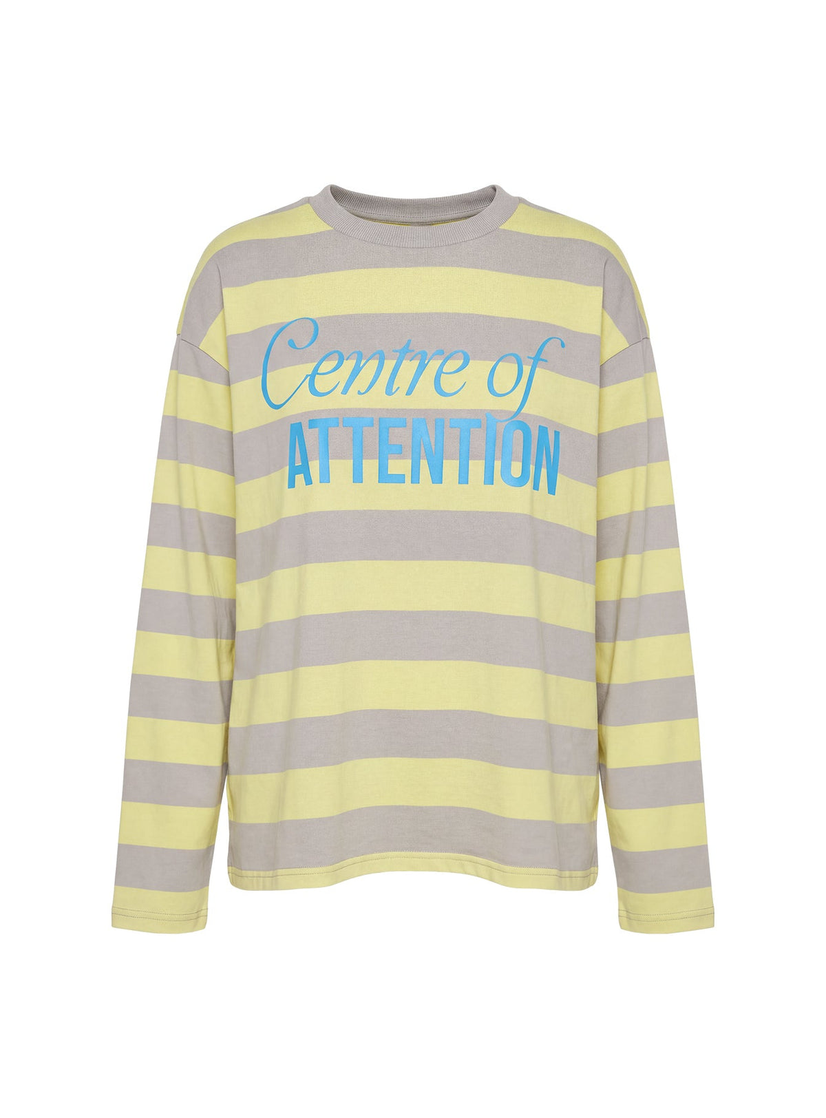 Centre Of Attention Oversized Graphic Long Sleeve Top Yellow / Grey Stripe