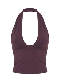 Daily Define Halter Vest Top Aubergine