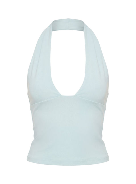 Daily Define Halter Vest Top Blue