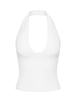 Daily Define Halter Vest Top White