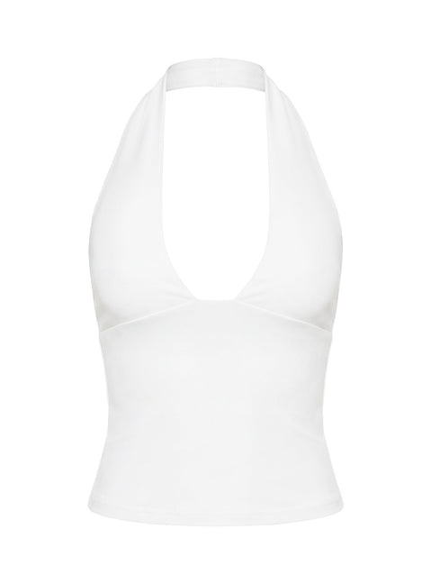 Daily Define Halter Vest Top White
