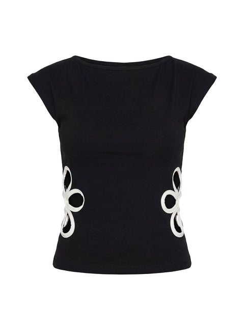 Currents Cut Out Detail Top Black