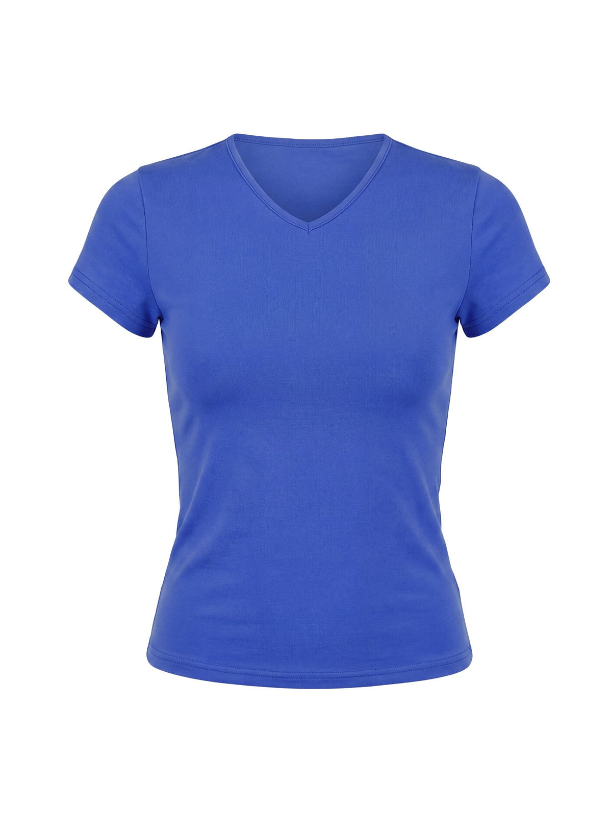 Daily Define High V Neck Short Sleeve Top Blue
