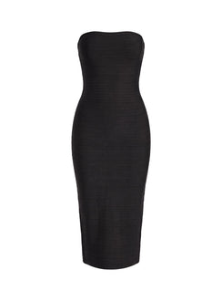 Eastonn Trägerloses Wickelkleid Midi Schwarz