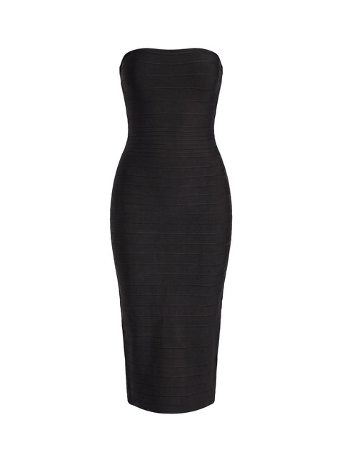 Eastonn Trägerloses Wickelkleid Midi Schwarz