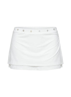 Esperia Button Layered Mini Skirt White