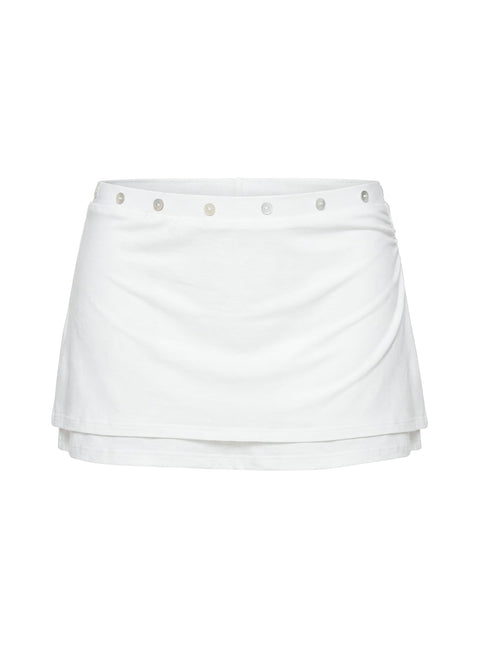 Esperia Button Layered Mini Skirt White