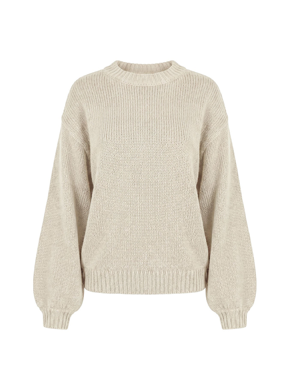 Harmony Ballonärmel-Strickpullover Beige