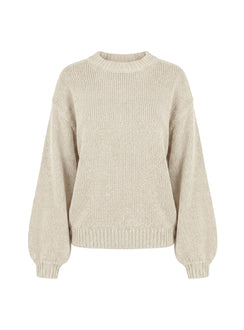 Harmony Ballonärmel-Strickpullover Beige