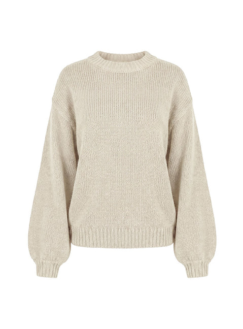 Harmony Ballonärmel-Strickpullover Beige