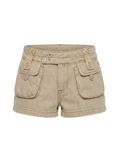 Headphones On Micro Cargo Short Washed Brown