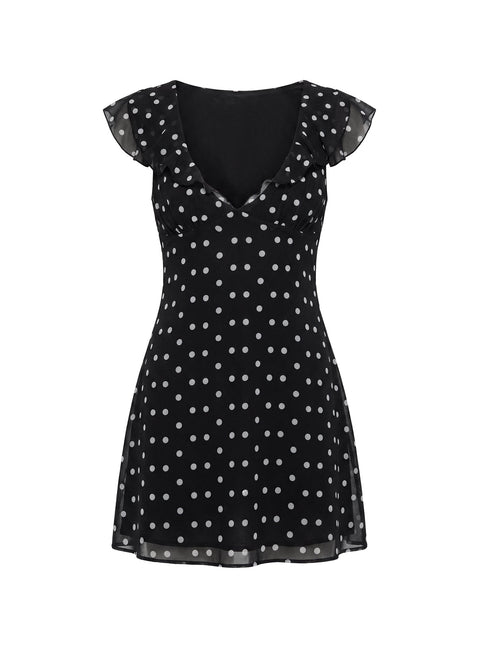 I Guess So Mini Dress Black Polka Dot