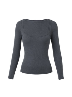 Isibella Layered Long Sleeve Top Charcoal