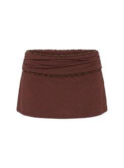 Jannelle Foldover Mini Skort Brown