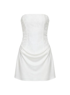 Jenevieve Strapless Drape Mini Dress White