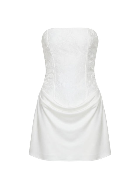 Jenevieve Strapless Drape Mini Dress White
