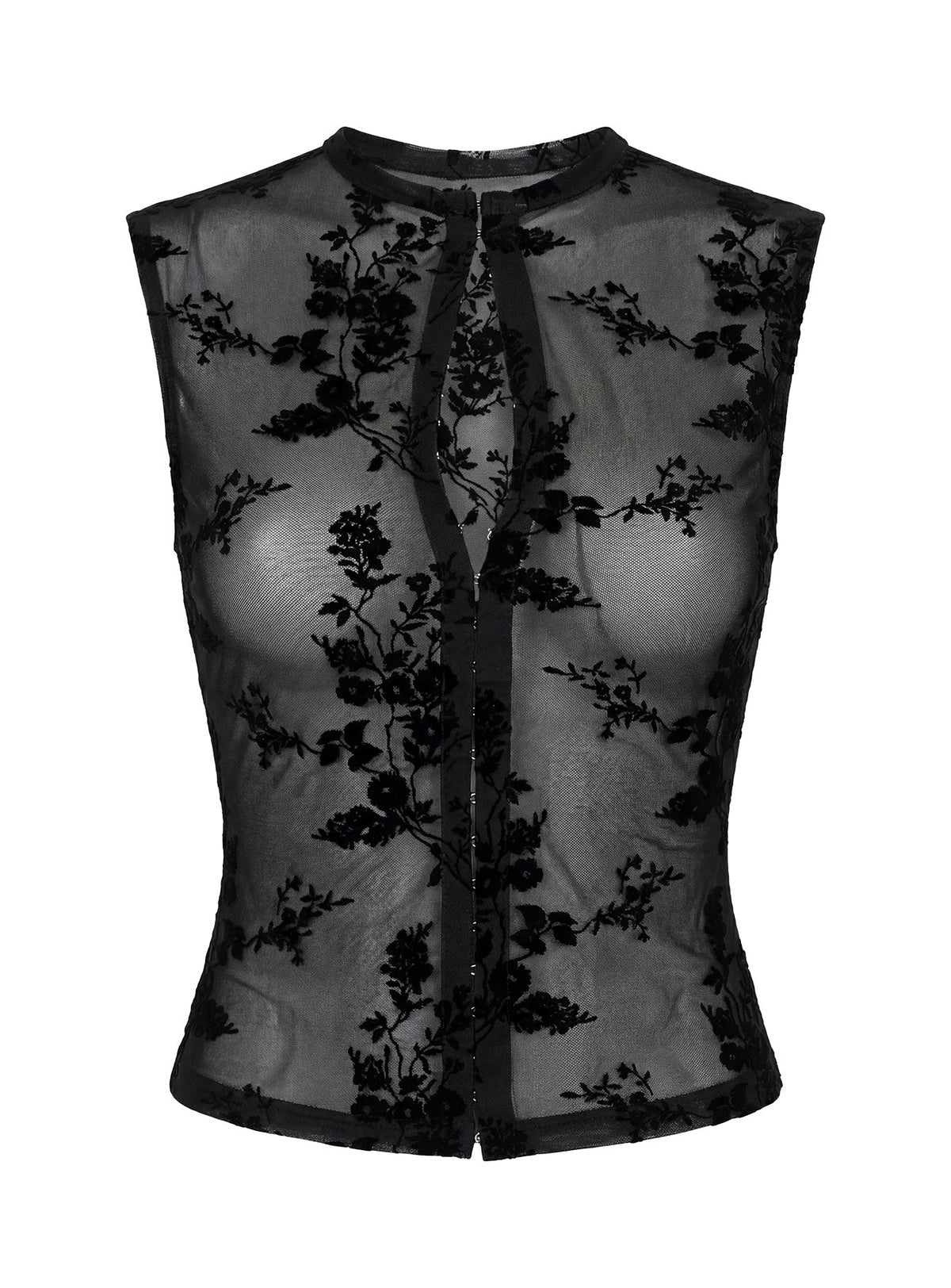 Kelira Sheer-Top mit Cut-Outs in Schwarz