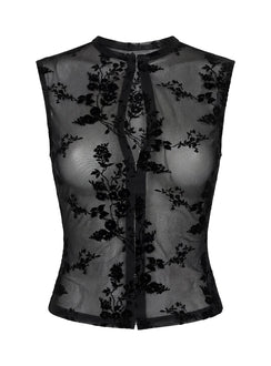 Kelira Sheer-Top mit Cut-Outs in Schwarz