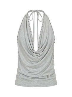 Khoda Studded Halter Top Grey Marle