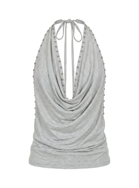 Khoda Studded Halter Top Grey Marle