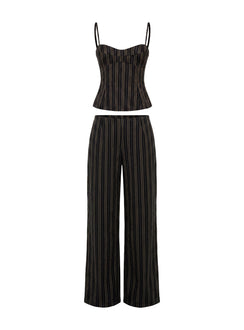 Kierstyn Corset Set Black Stripe