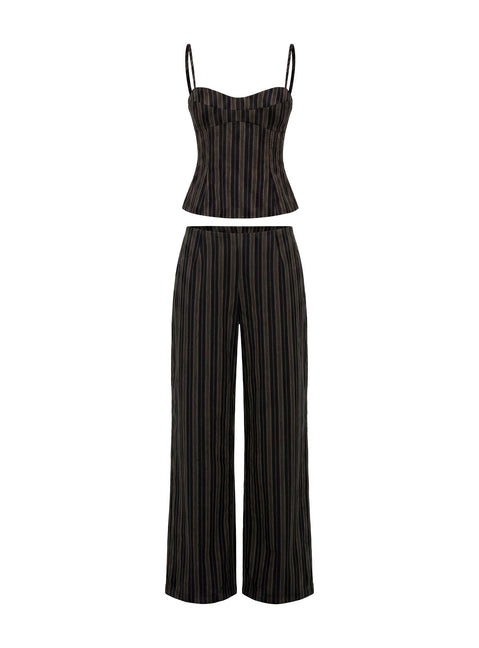 Kierstyn Corset Set Black Stripe