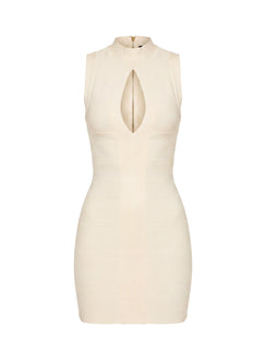 Kimanah Keyhole Bandage Minikleid Creme