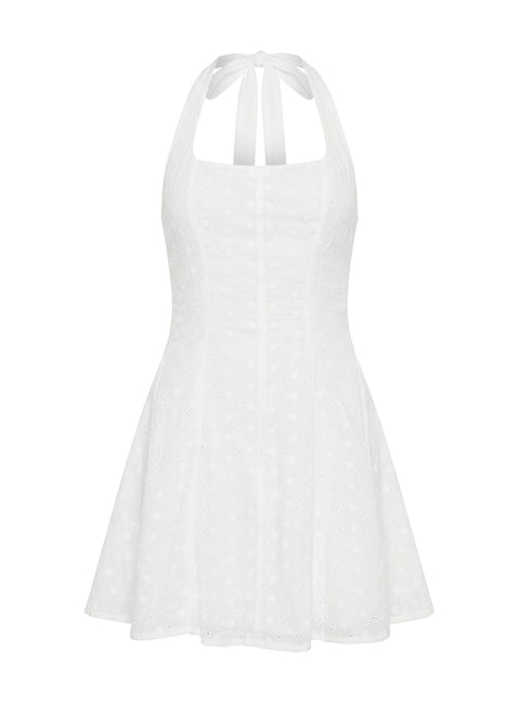 Kittee Halter Mini Dress White | Princess Polly
