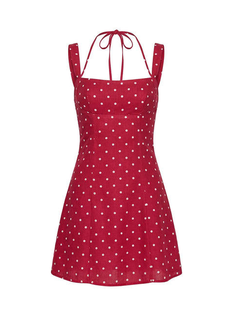Kourtnae Halter Mini Dress Red Polka Dot