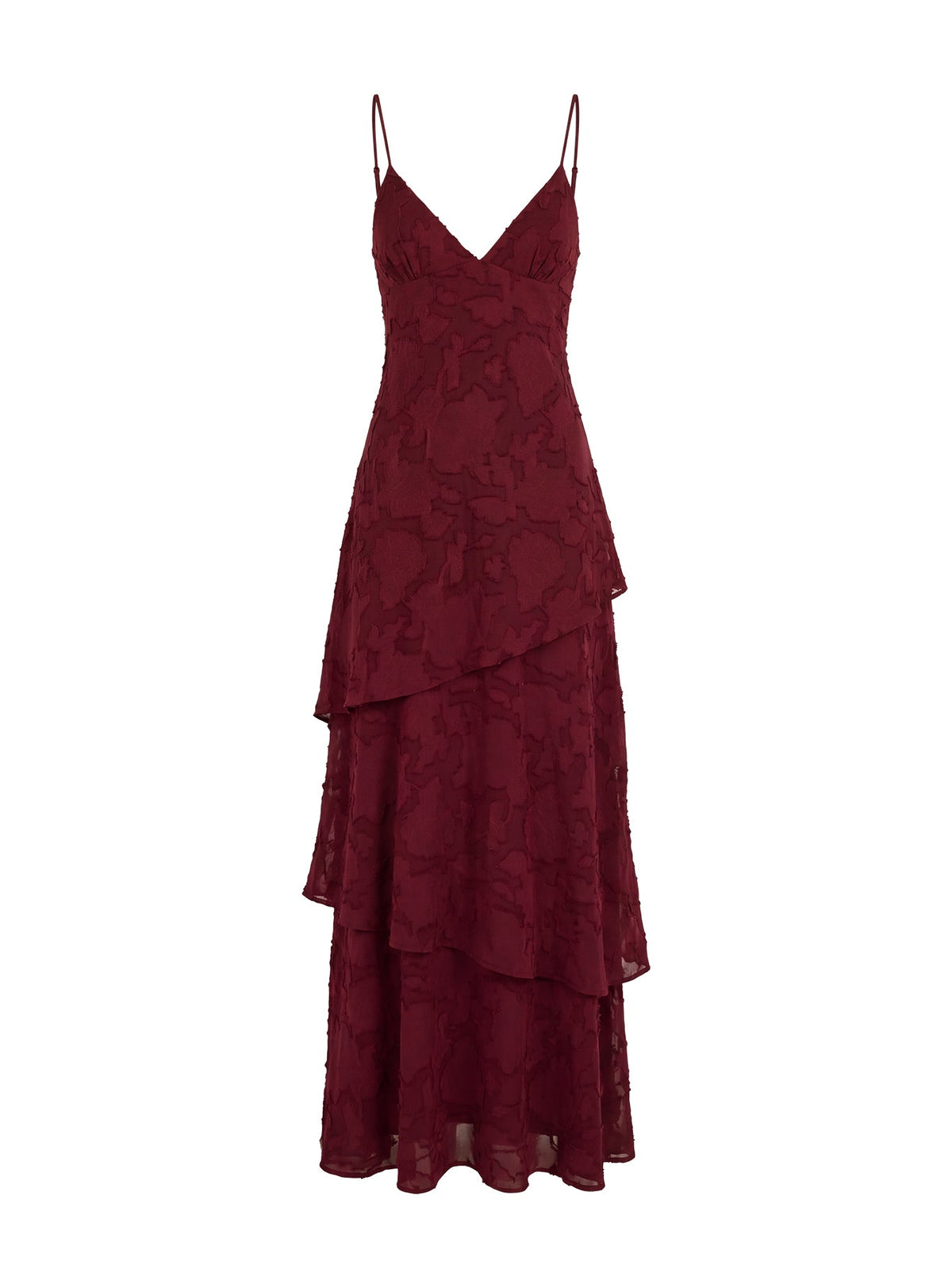 Lyricah Tiered Tie Back Maxi Dress Burgundy