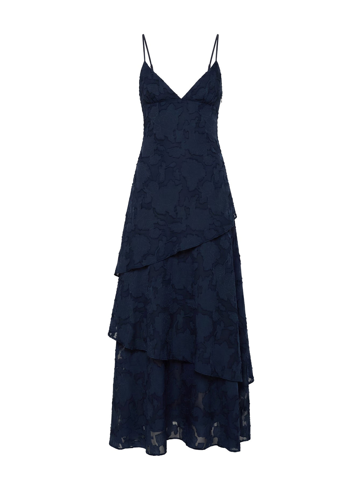 Lyricah Maxikleid mit Stufenrock und Bindebändern im Rücken, Navy