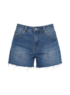Mackenza Mid Rise Denim Shorts Mid Blue Wash