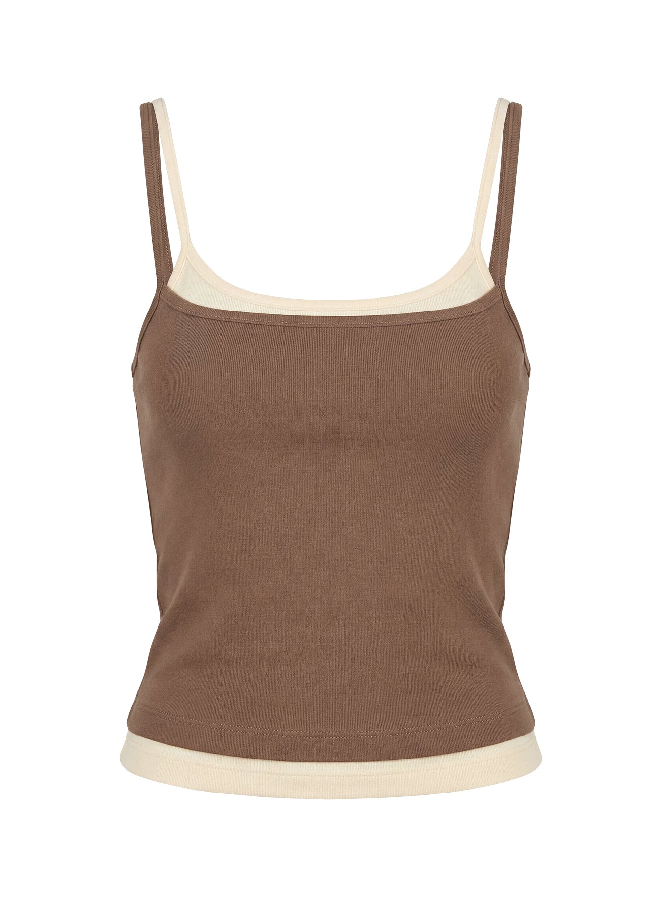 Maeka Layered Jersey Vest Top Brown / Cream