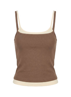 Maeka Layered Jersey Vest Top Brown / Cream