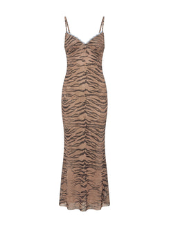 Mariellah Lace Trim Maxi Dress Washed Tiger