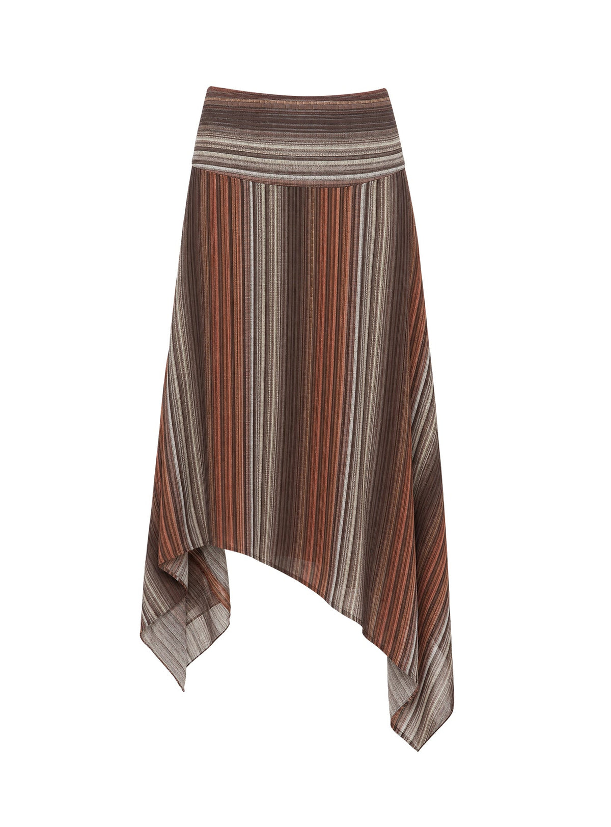 Massino Asymmetrischer Midirock Multicolor-Streifen
