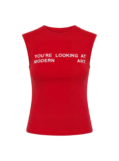 Modern Art Graphic Baby Tee Red