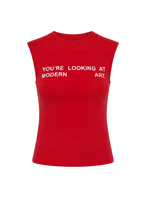 Modern Art Graphic Baby Tee Red