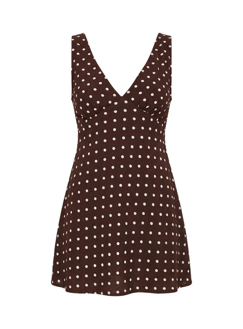 Nellie Mini Dress Brown Polka Dot