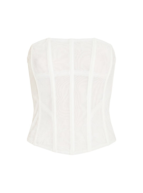 Oscuro Longline Mesh Corset Top White