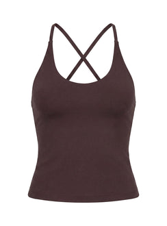 Pace Active Cross Back Tank Top Brown