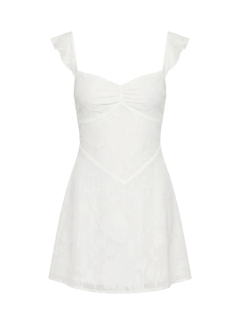 Past And Present Burnout Tie Back Mini Dress White