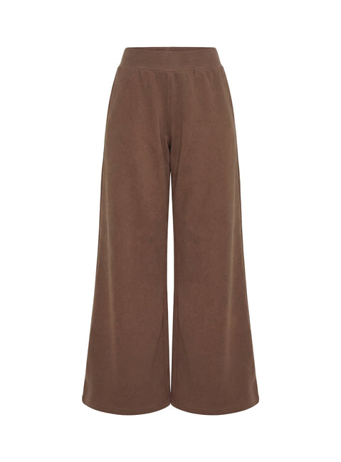 back view of model wearing Princess Polly Peaks Flared Track Pants Cocoa Mid Rise Pants 