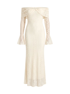 Perdita Long Sleeve Lace Maxi Dress Cream