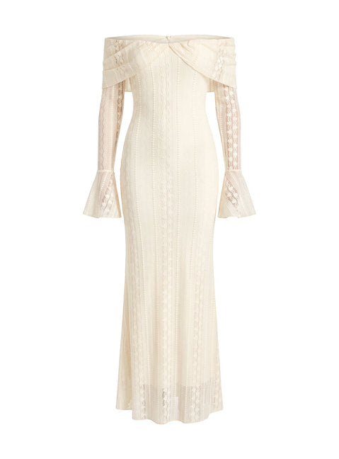 Perdita Long Sleeve Lace Maxi Dress Cream