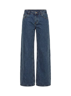 Featuring Picco Ultra Low Rise Wide Leg Jeans womens-jeans in dark blue wash product Princess Polly