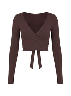 Pirouette Active Wrap Top Brown