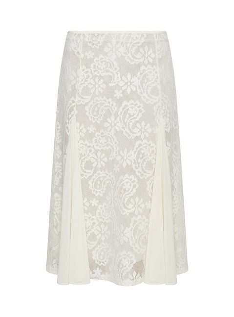 Quani Lace Midi Skirt Cream
